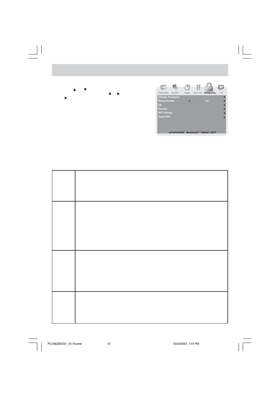Tv setup | Venturer PLV36220S1 User Manual | Page 16 / 20