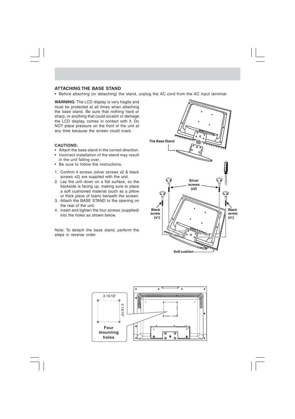 Quick installation, Mounting on the wall | Venturer PLV36220S1 User Manual | Page 4 / 20
