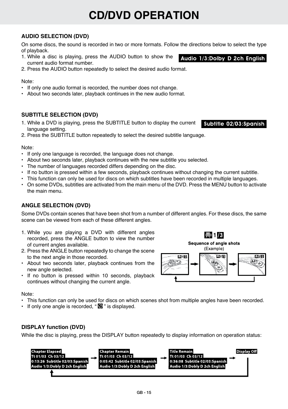 Cd/dvd operation | Venturer GB - 1 User Manual | Page 16 / 24