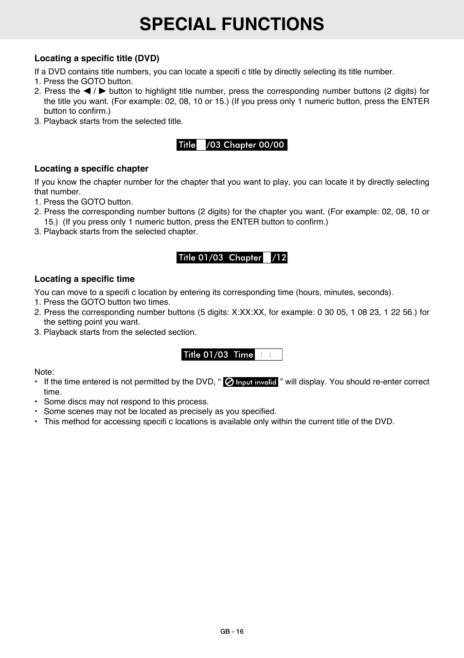 Special functions | Venturer GB - 1 User Manual | Page 17 / 24