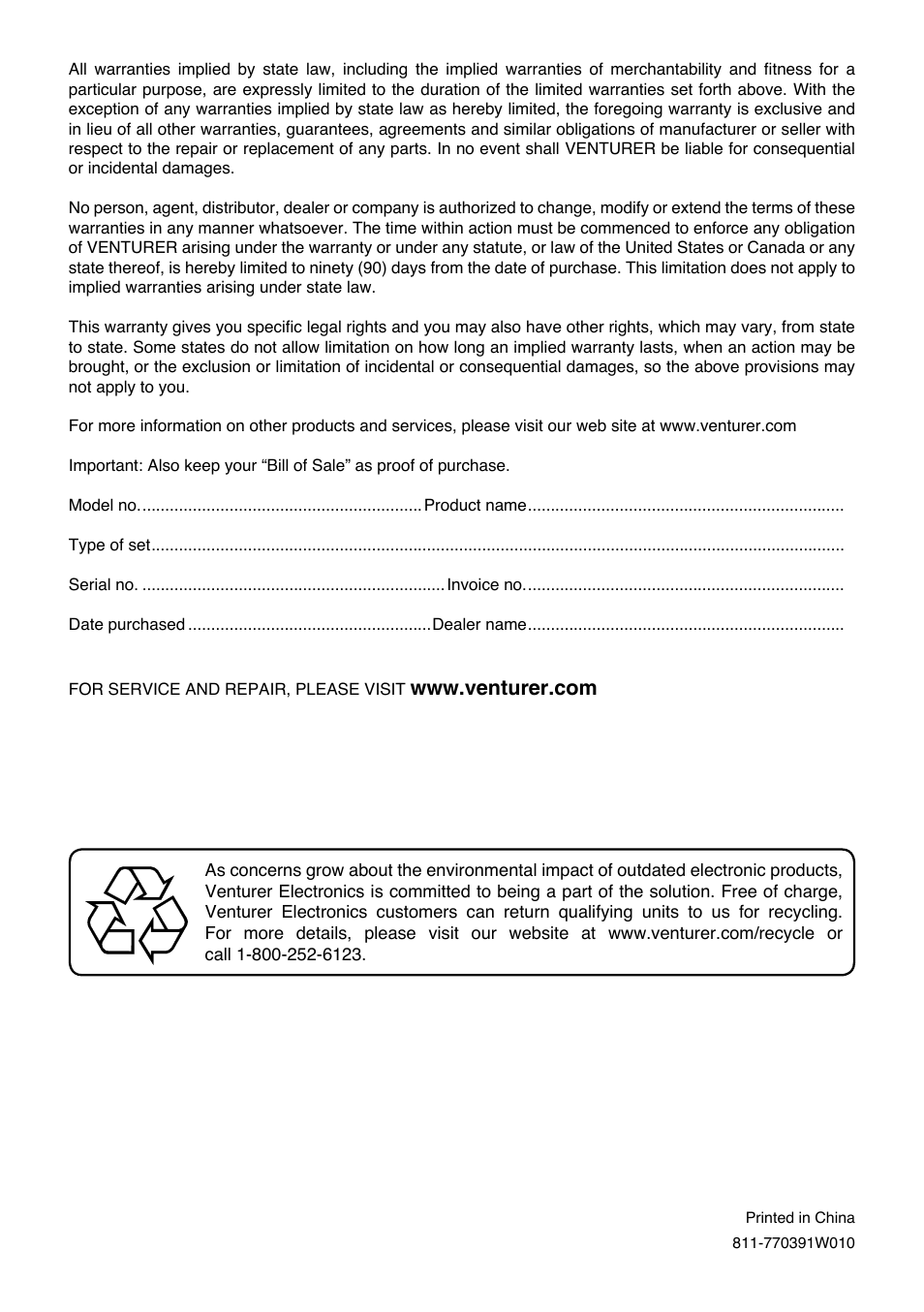 Venturer GB - 1 User Manual | Page 24 / 24