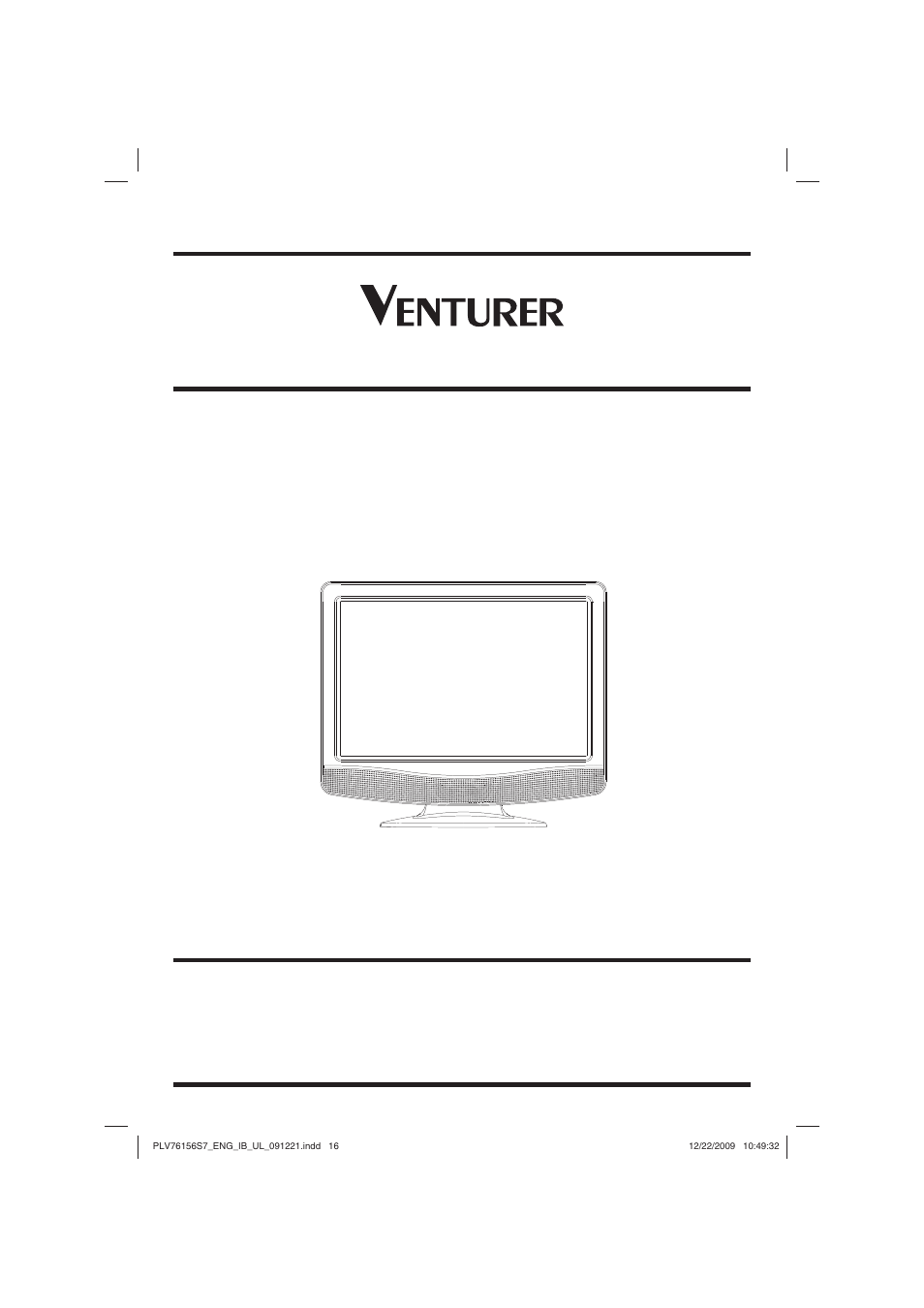 Venturer 15" LCD TV PLV7615H User Manual | 16 pages