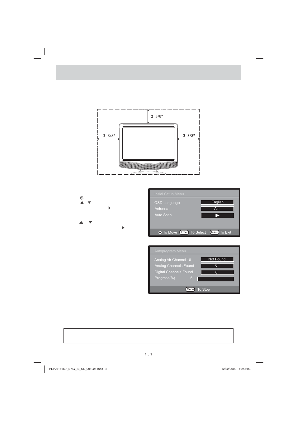 Quick installation, Turning on the unit for the first time | Venturer 15" LCD TV PLV7615H User Manual | Page 4 / 16