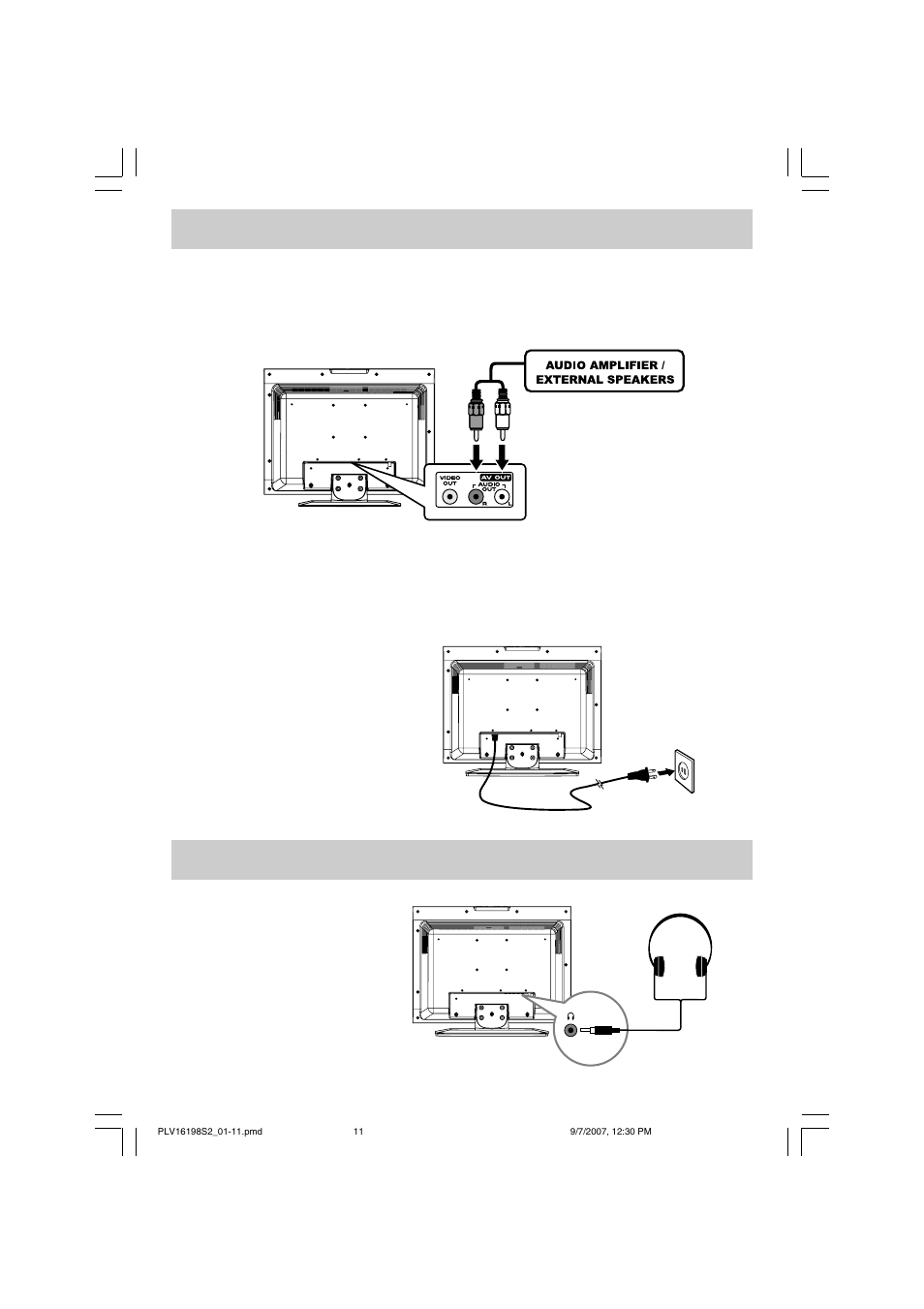 Using headphones, Connections | Venturer PLV16198 User Manual | Page 12 / 20