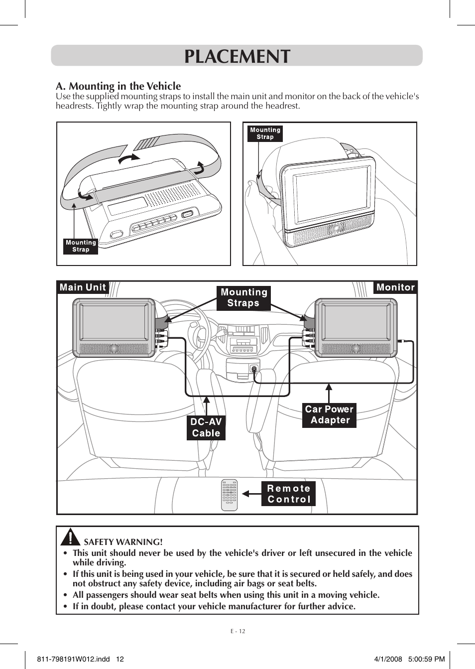 Placement | Venturer PVS7980 User Manual | Page 12 / 20