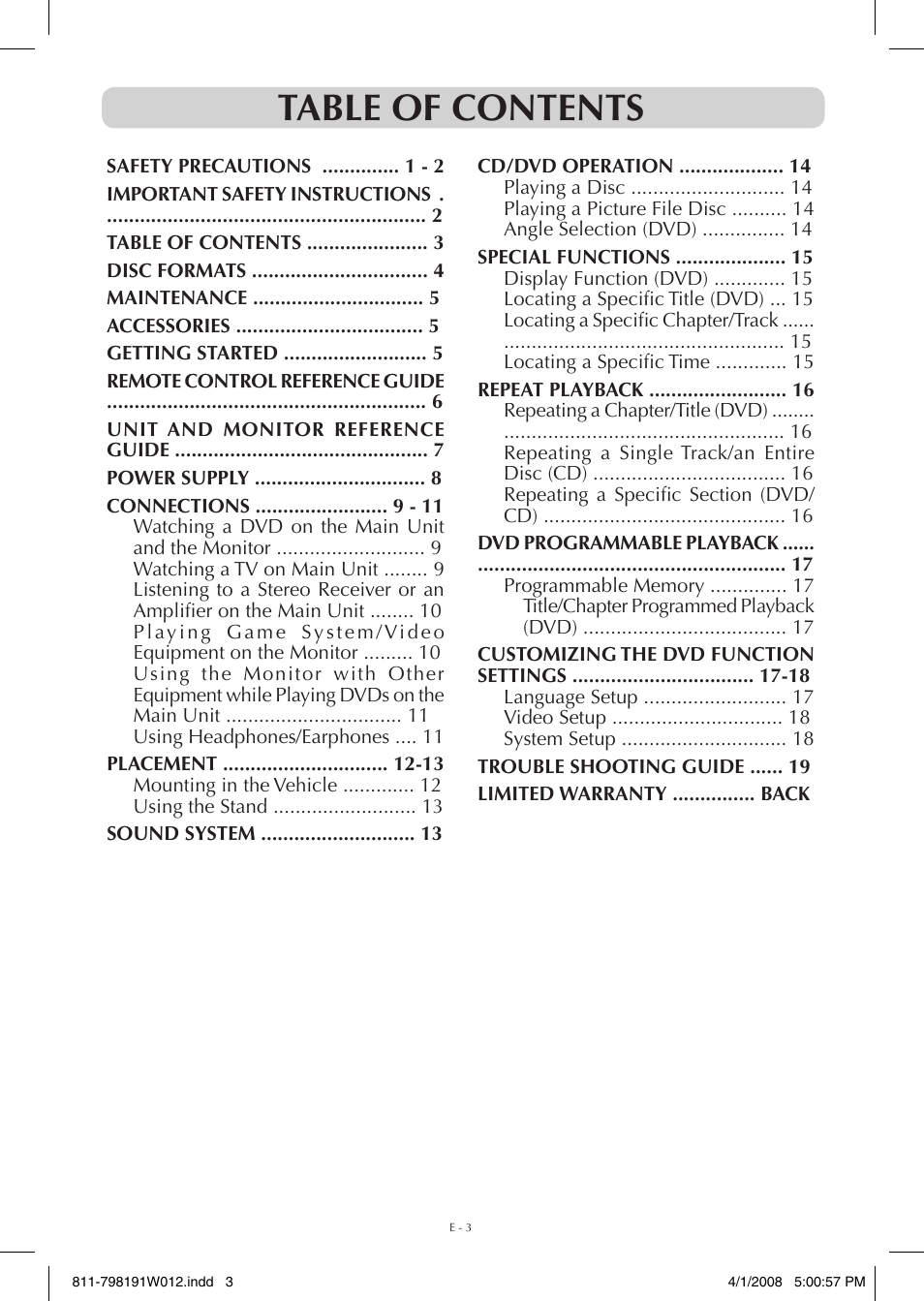 Venturer PVS7980 User Manual | Page 3 / 20