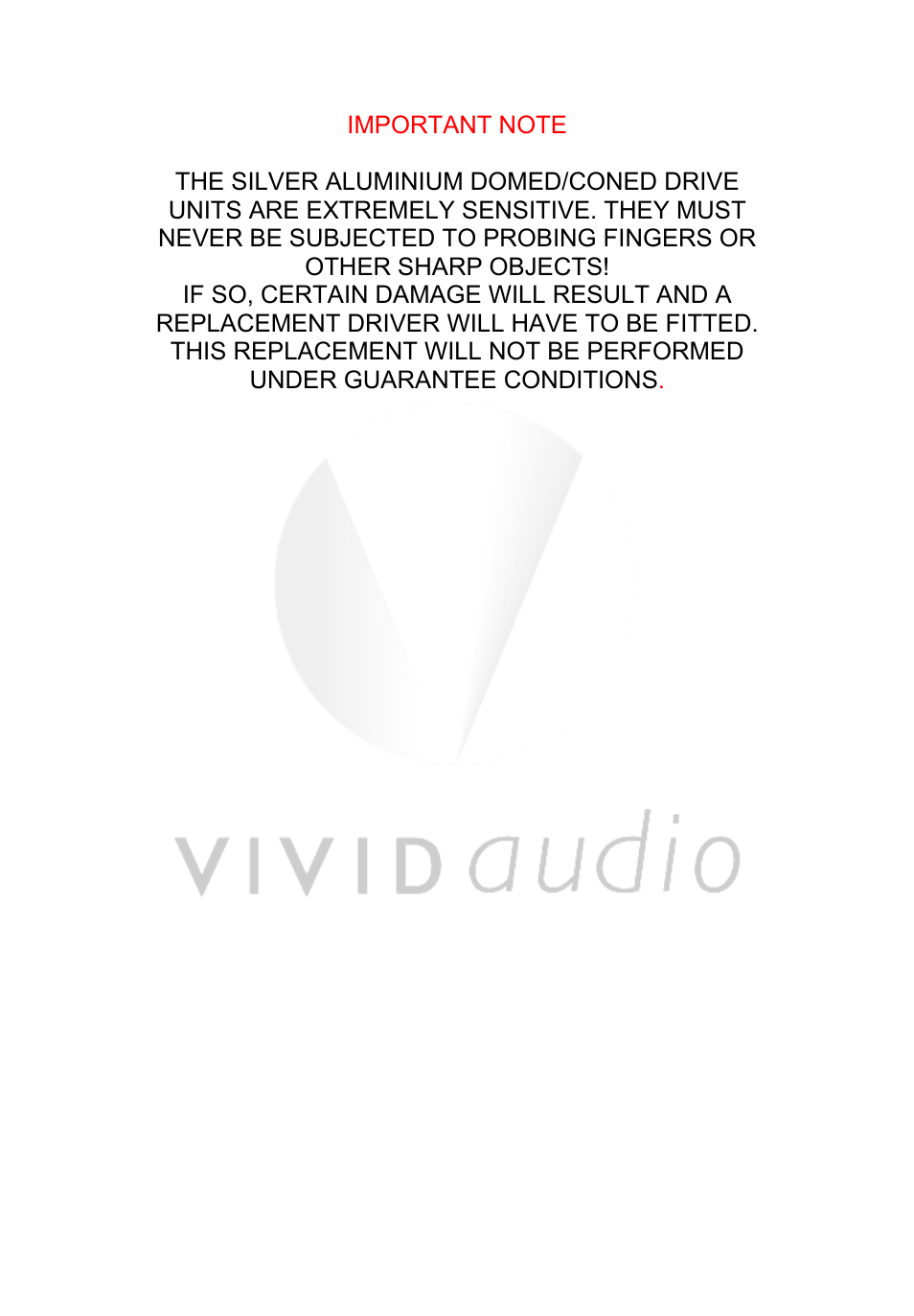 Vivid Audio V1w User Manual | Page 2 / 13