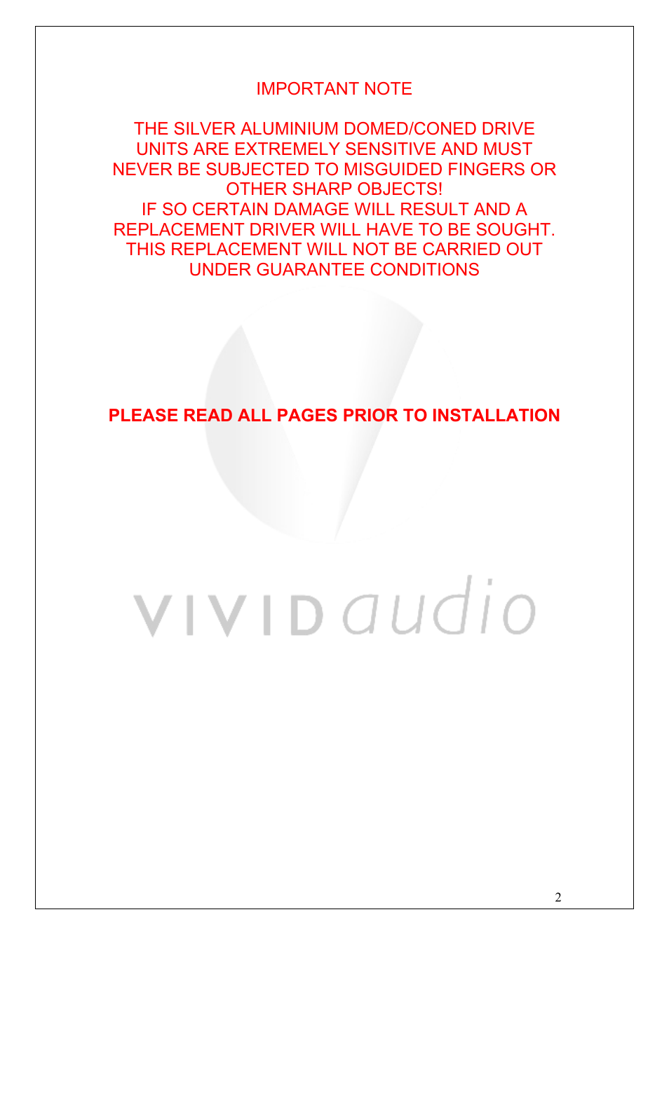 Vivid Audio C1 User Manual | Page 2 / 7