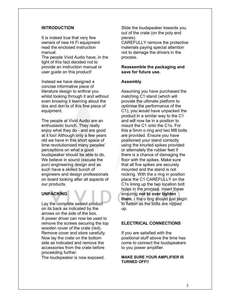 Vivid Audio C1 User Manual | Page 3 / 7