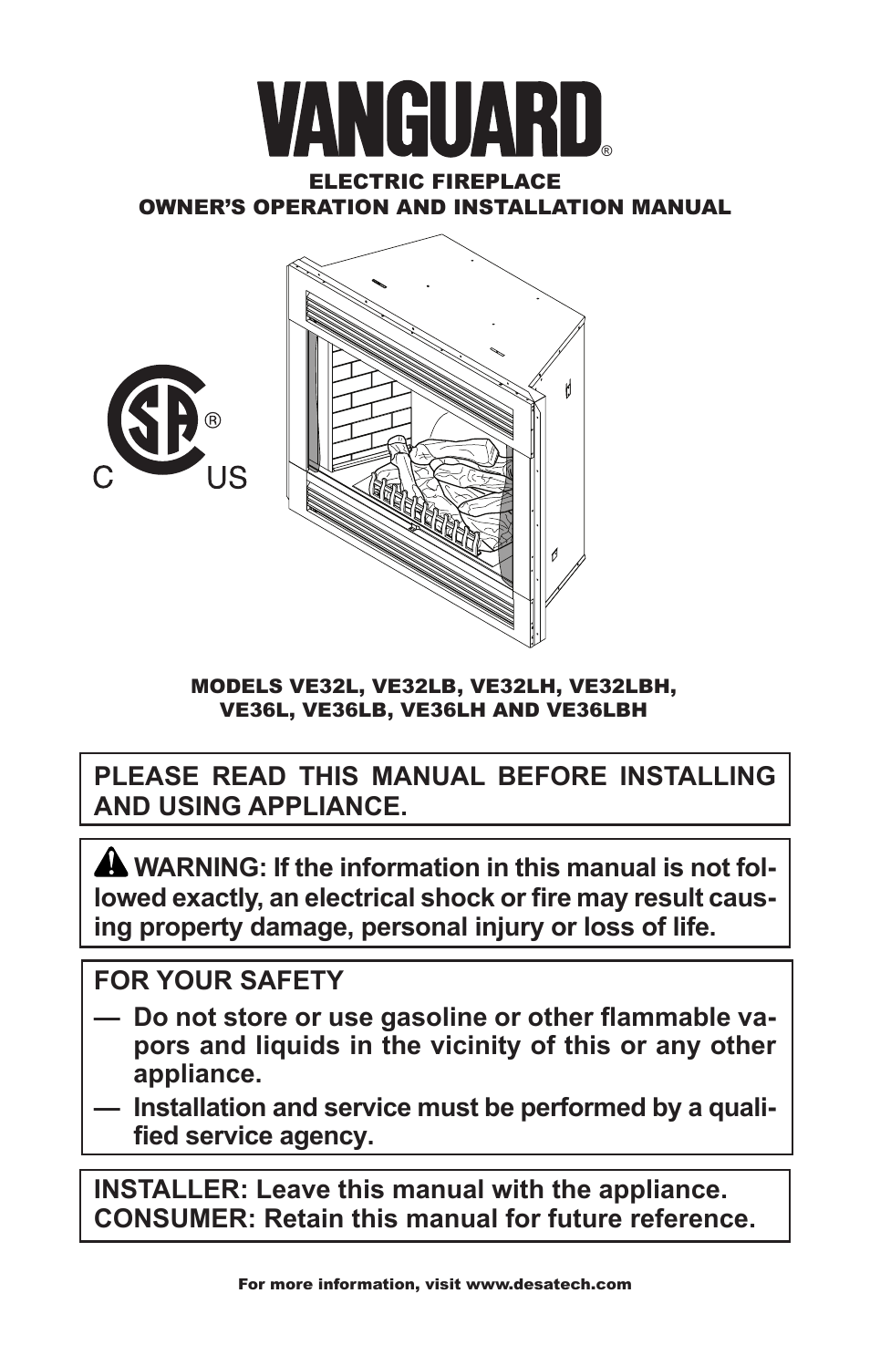 Vanguard VE36L User Manual | 28 pages