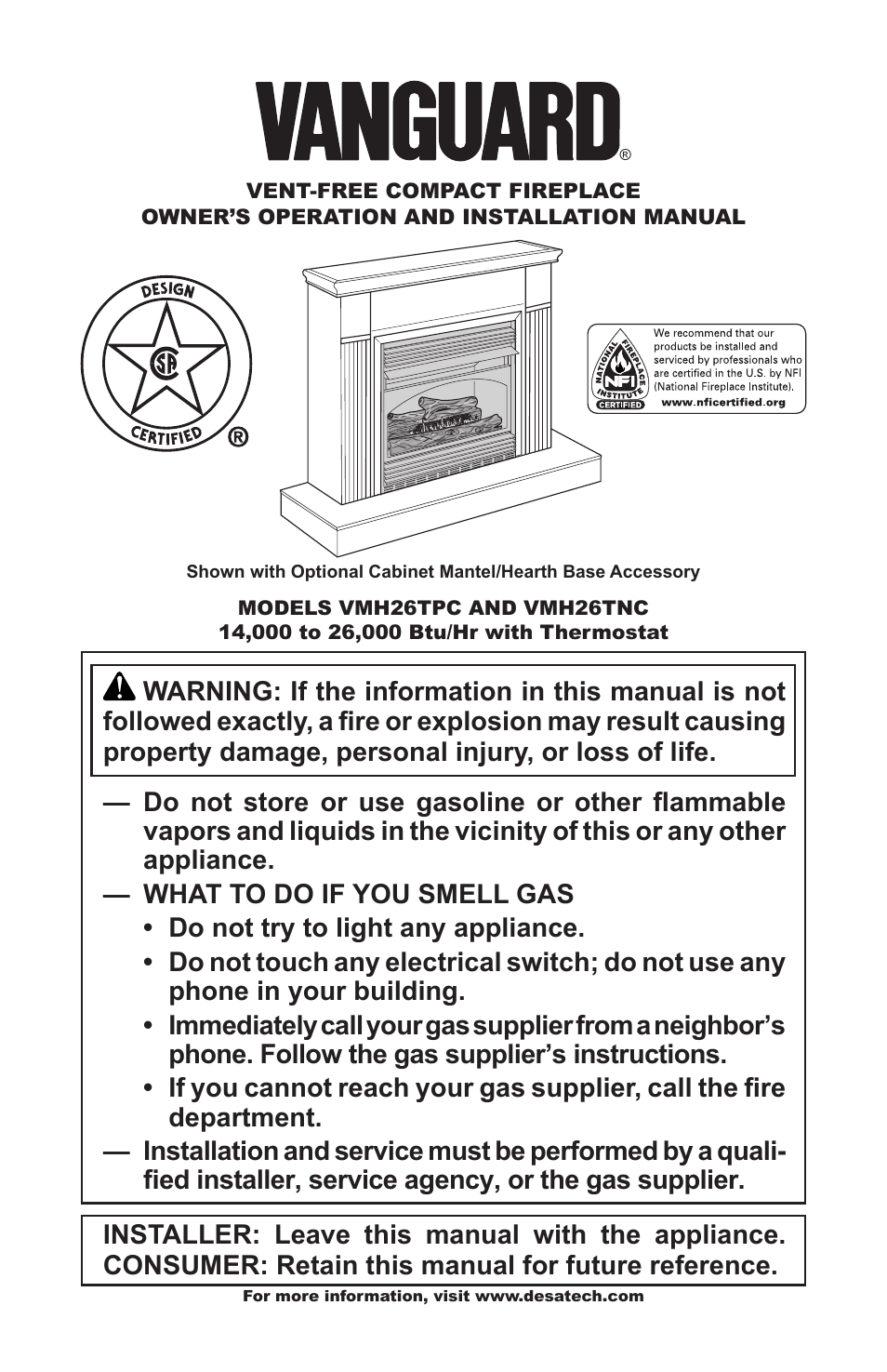 Vanguard VMH26TNC User Manual | 32 pages