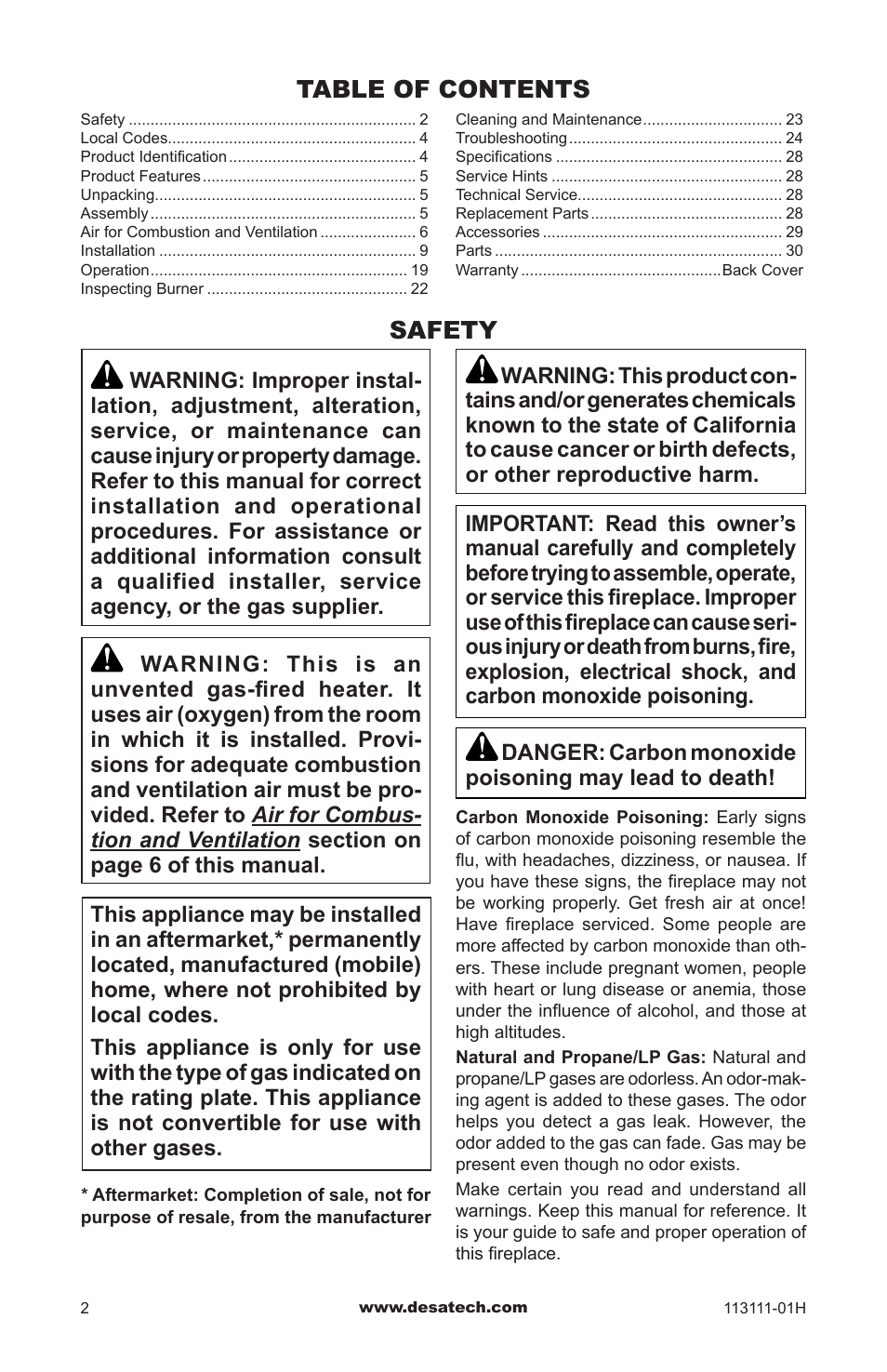Safety | Vanguard VMH26TNC User Manual | Page 2 / 32
