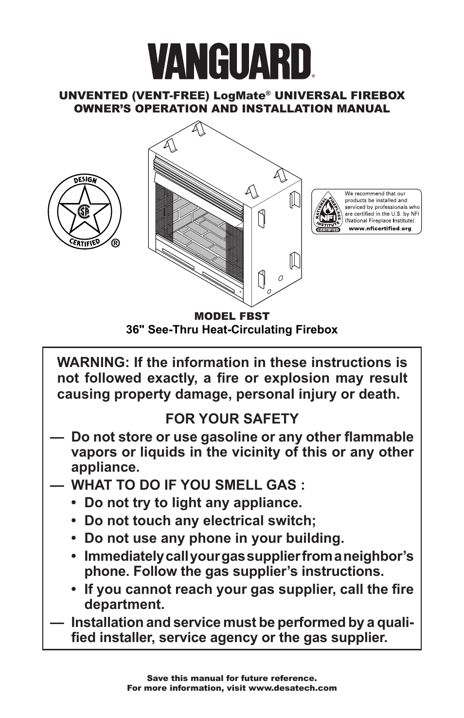 Vanguard FBST User Manual | 20 pages