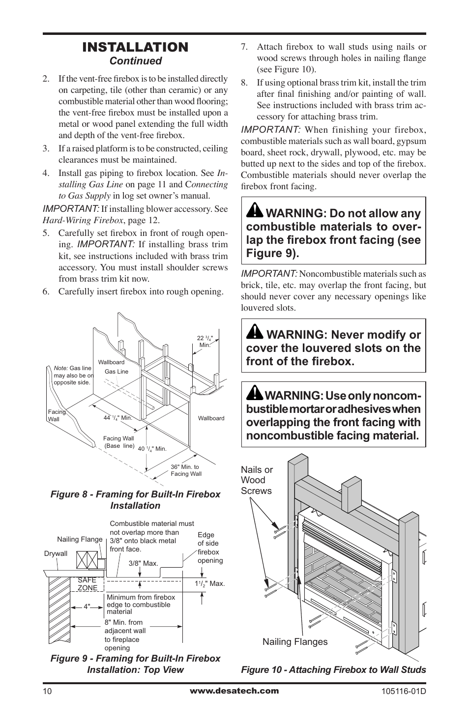 Installation, Continued | Vanguard FBST User Manual | Page 10 / 20