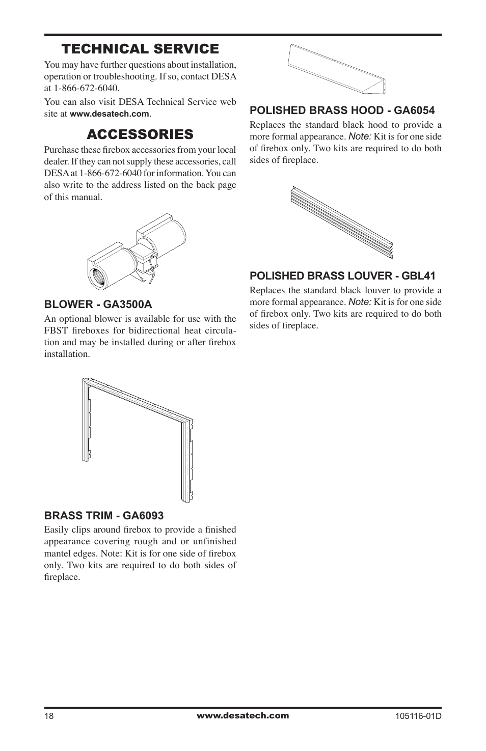 Technical service, Accessories | Vanguard FBST User Manual | Page 18 / 20