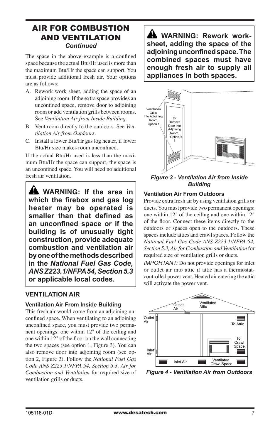 Air for combustion and ventilation | Vanguard FBST User Manual | Page 7 / 20
