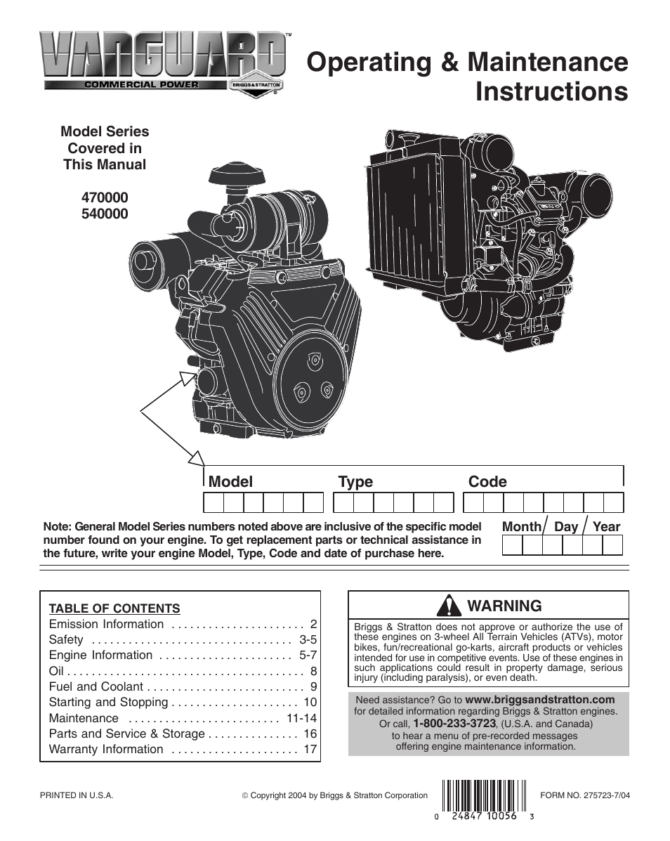 Vanguard 470000 User Manual | 20 pages