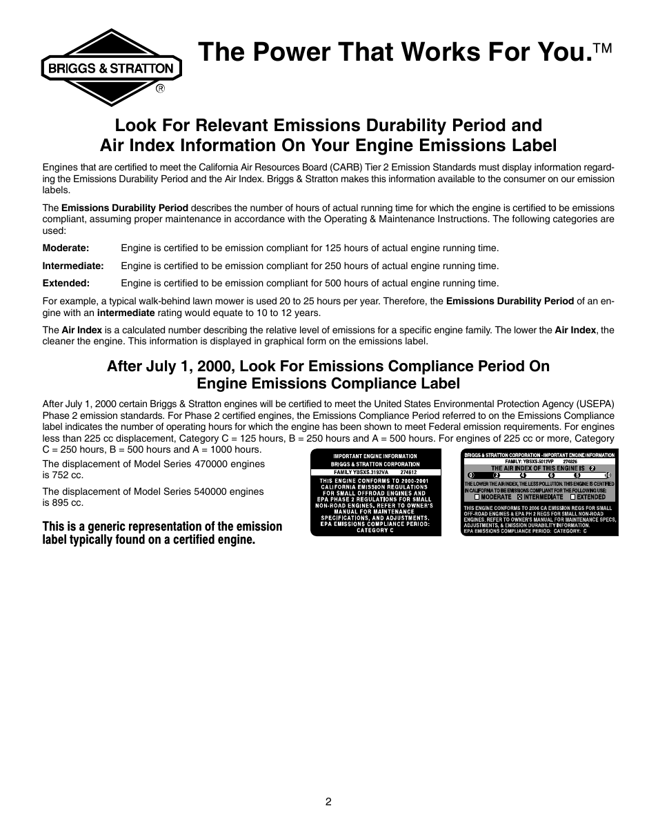 The power that works for you | Vanguard 470000 User Manual | Page 2 / 20