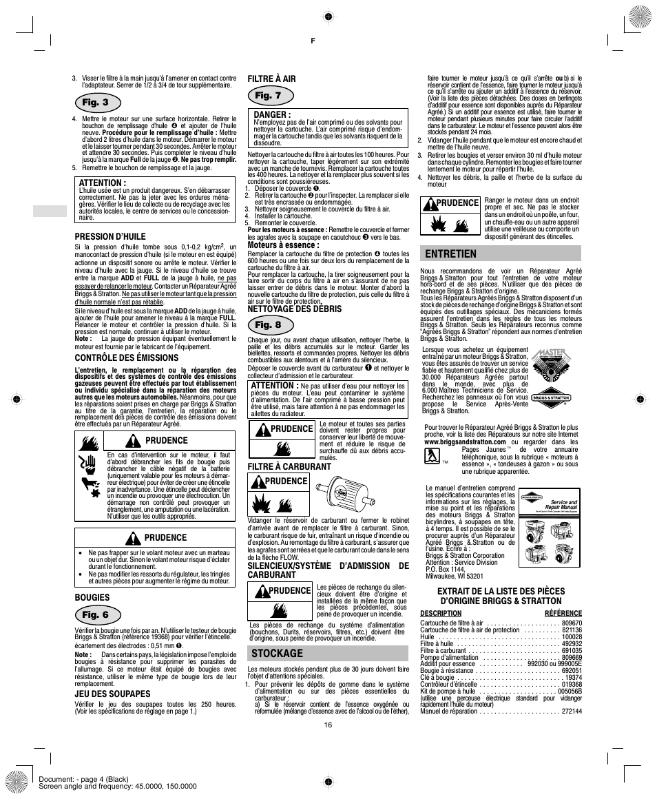 Stockage, Entretien | Vanguard 540000 User Manual | Page 18 / 24