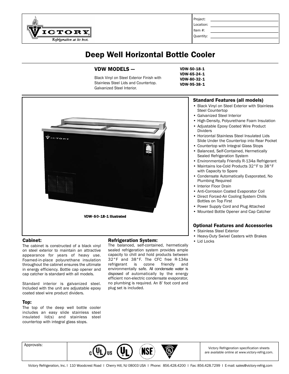 Victory Refrigeration VDW-37-12 User Manual | 2 pages