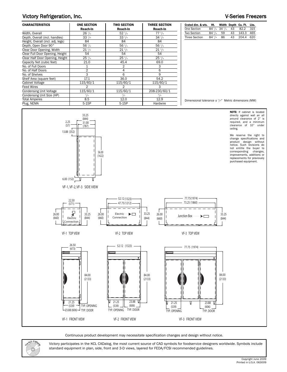 Victory refrigeration, inc. v-series freezers | Victory Refrigeration VF-2 User Manual | Page 2 / 2