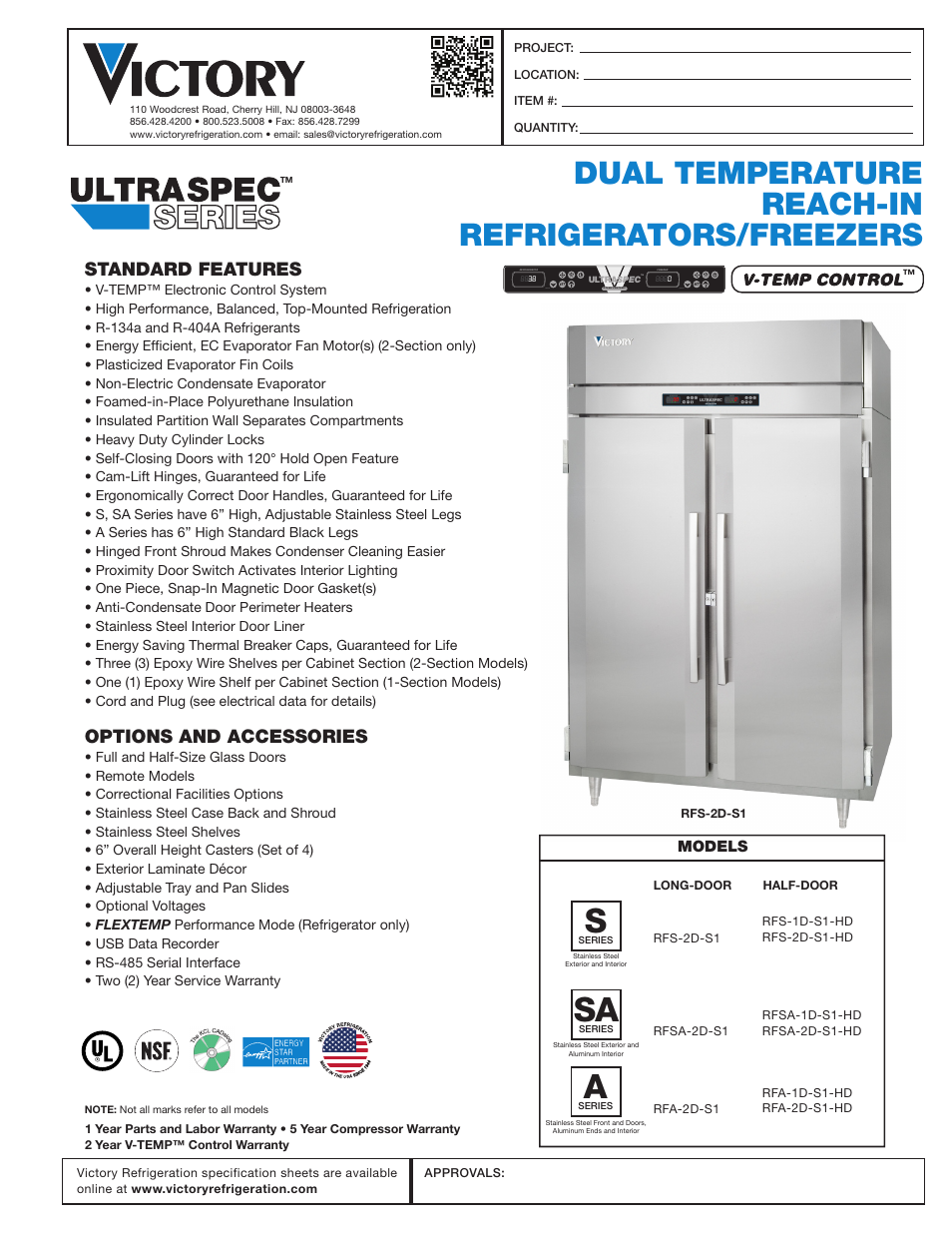 Victory Refrigeration RFS-2D-S7 User Manual | 2 pages