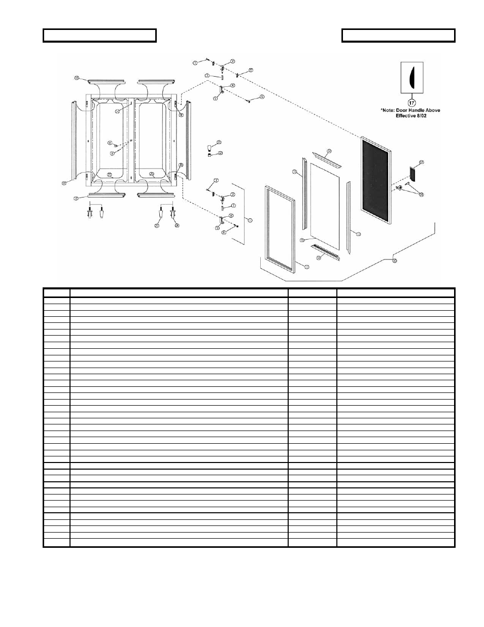 Figure 6-1 cabinet and hinged metal door parts | Victory Refrigeration V-Series User Manual | Page 27 / 42