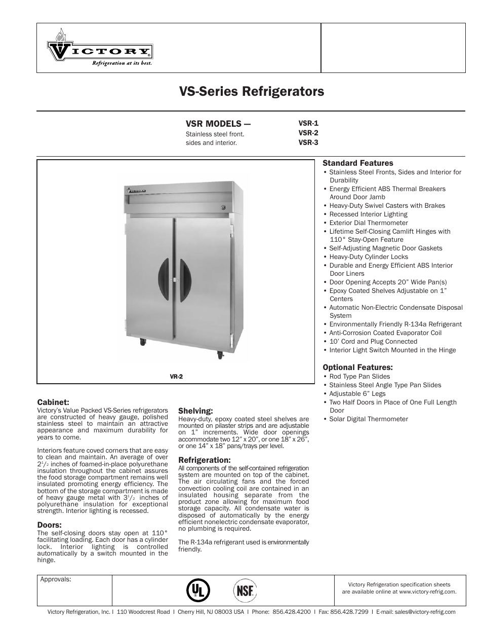 Victory Refrigeration VSR-3 User Manual | 2 pages