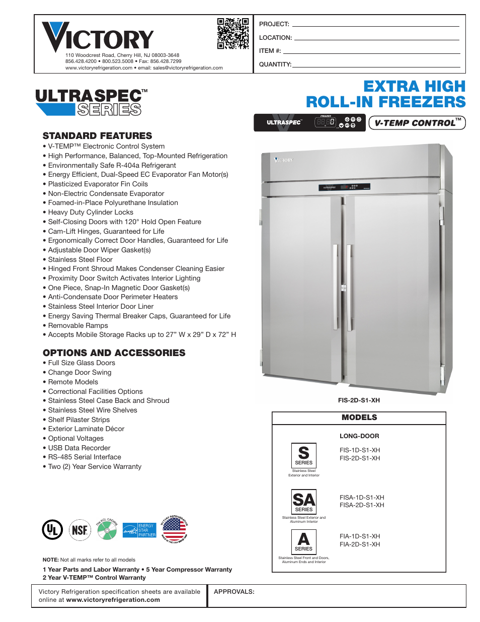 Victory Refrigeration FISA-2D-S7-XH User Manual | 2 pages