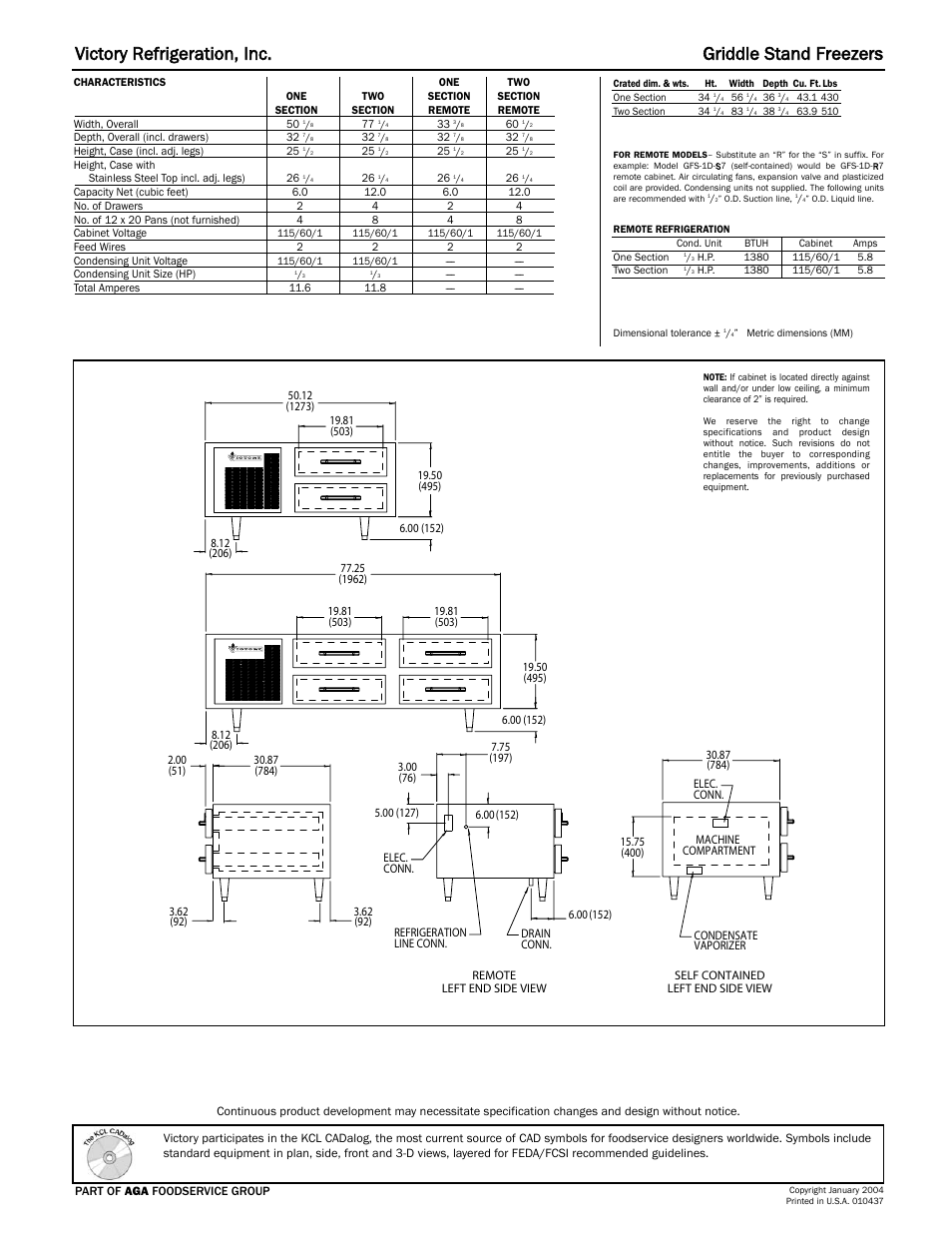 Victory refrigeration, inc. griddle stand freezers | Victory Refrigeration GFS-2-S7 User Manual | Page 2 / 2