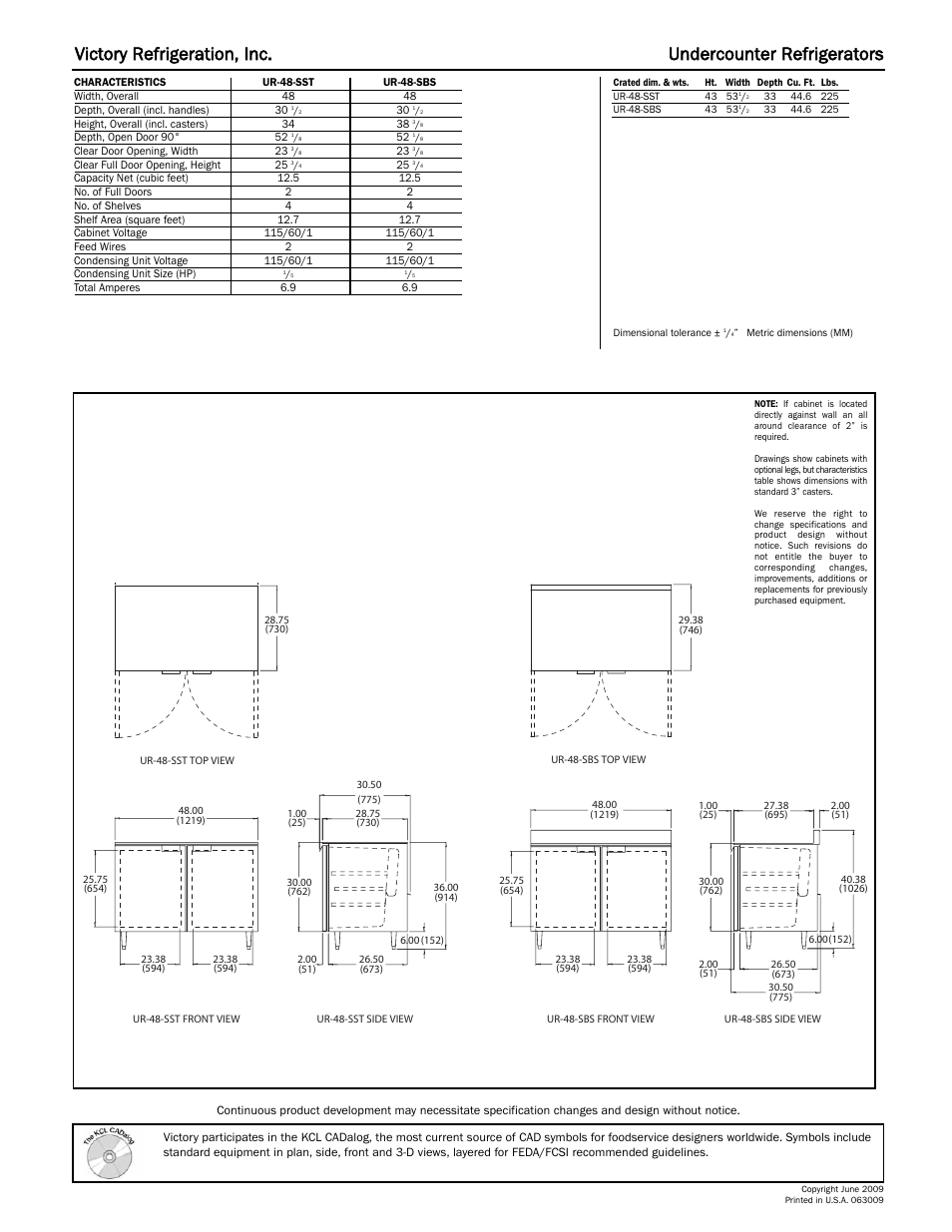 Victory Refrigeration UR-48-SST User Manual | Page 2 / 2