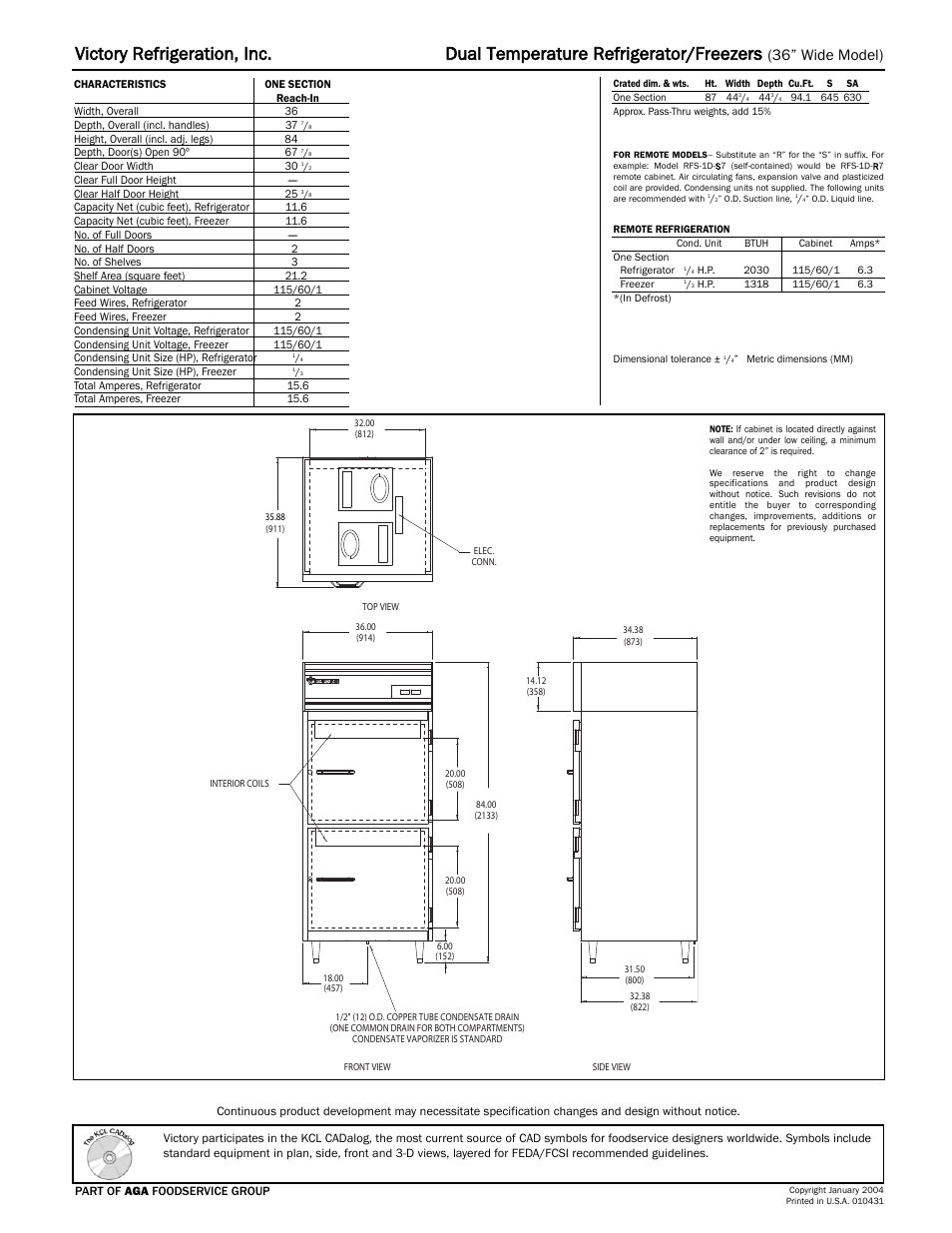 36” wide model) | Victory Refrigeration RFS-36-S7 User Manual | Page 2 / 2