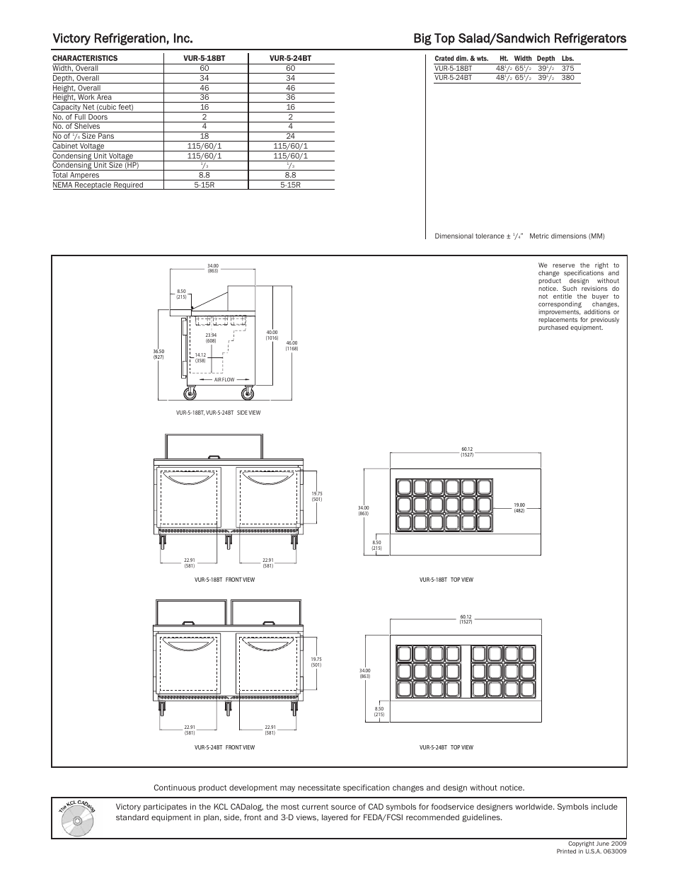 Victory Refrigeration VUR5-24BT User Manual | Page 2 / 2