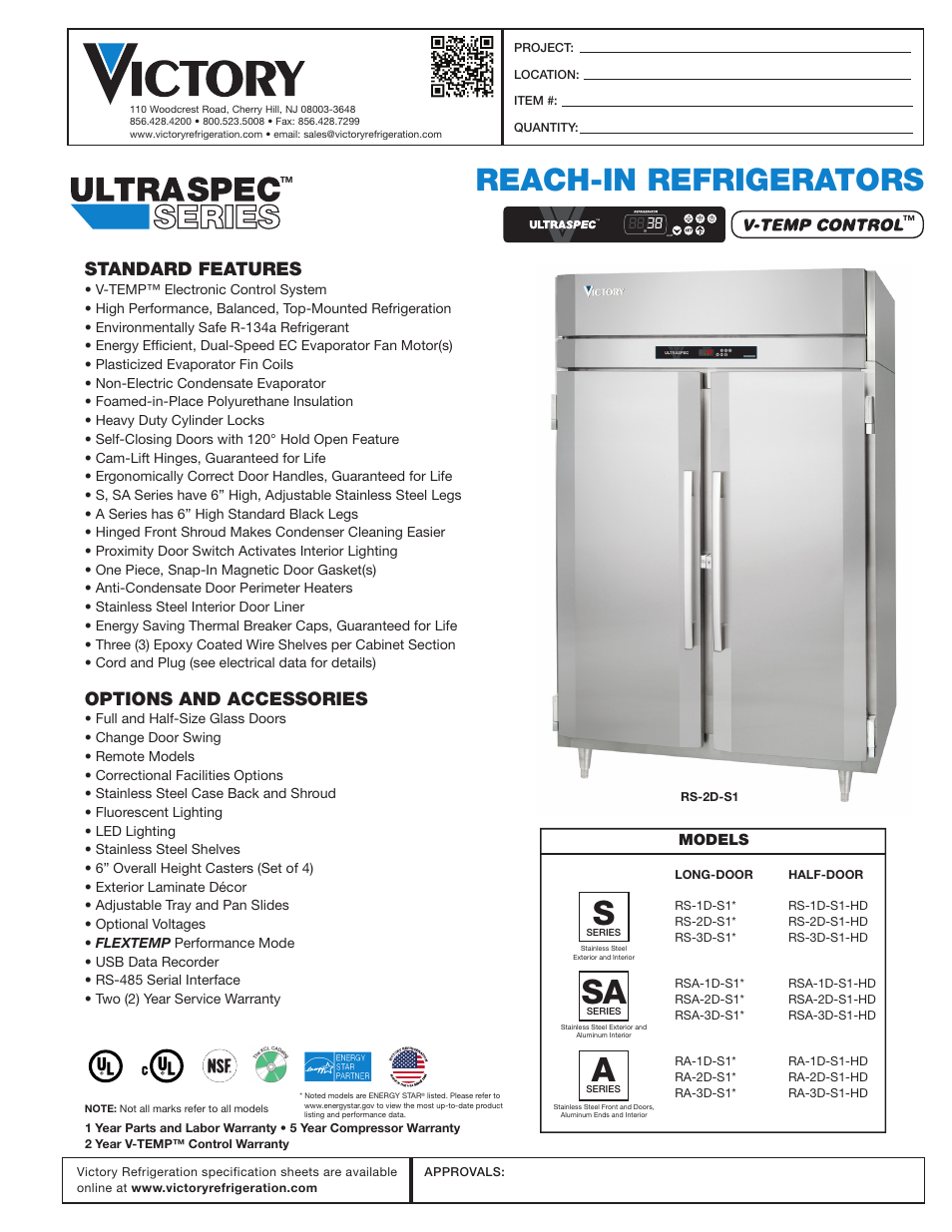 Victory Refrigeration RS-2D-S7 User Manual | 2 pages