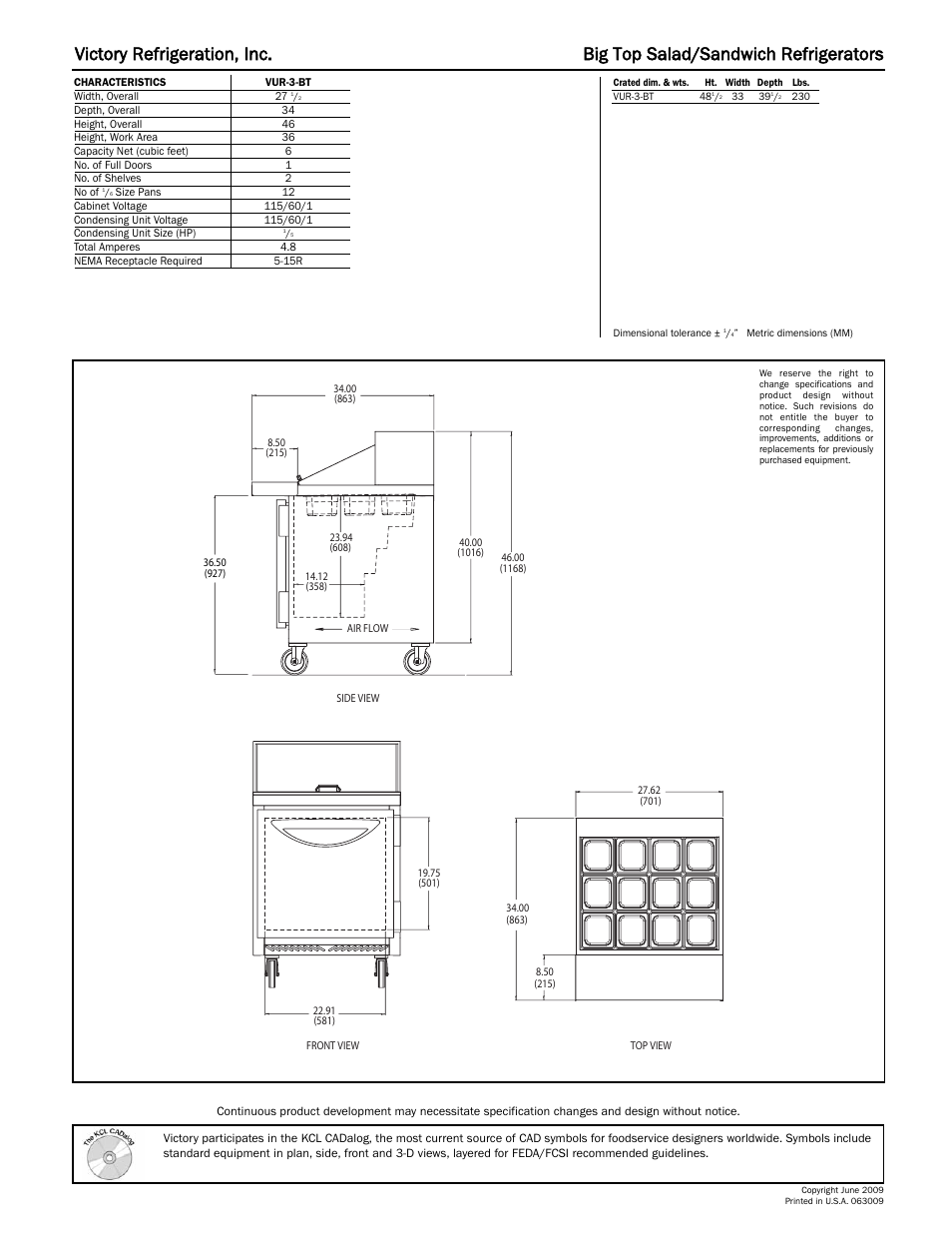 Victory Refrigeration VUR3-BT User Manual | Page 2 / 2