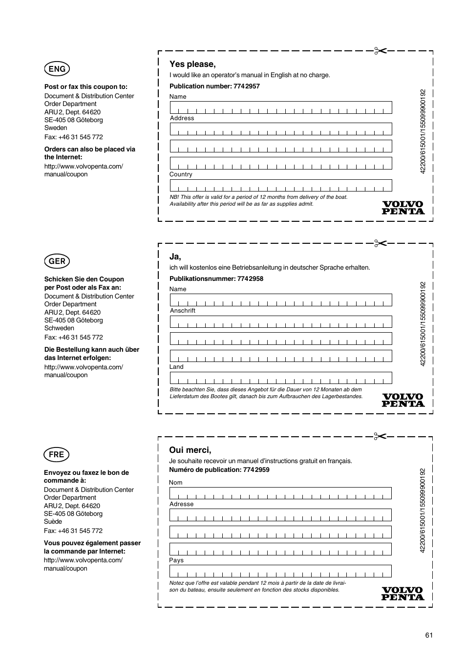 Volvo Penta D2-75 User Manual | Page 63 / 68