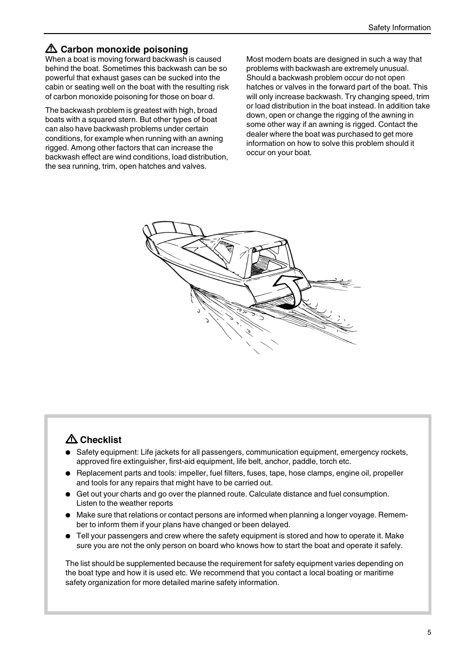 Carbon monoxide poisoning, Checklist | Volvo Penta D2-75 User Manual | Page 7 / 68