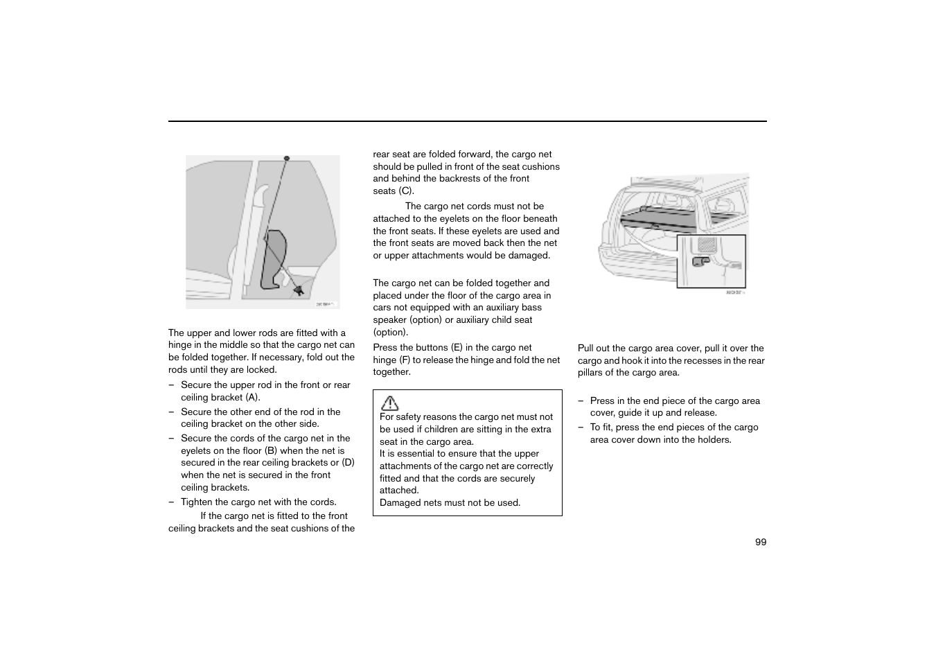 Cargo cover (option) | Volvo V70R User Manual | Page 100 / 254