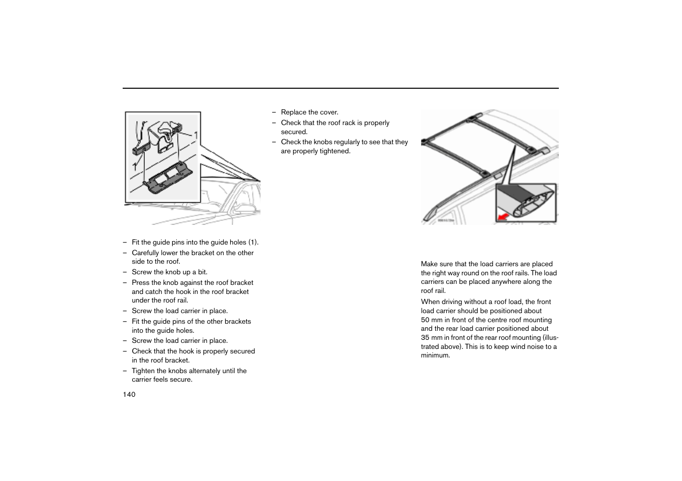 Load carriers’ location - roof rails | Volvo V70R User Manual | Page 141 / 254