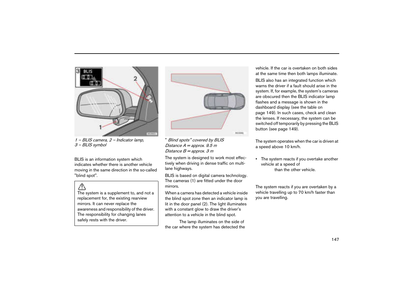 Blis, Blis (blind spot information system) - option | Volvo V70R User Manual | Page 148 / 254