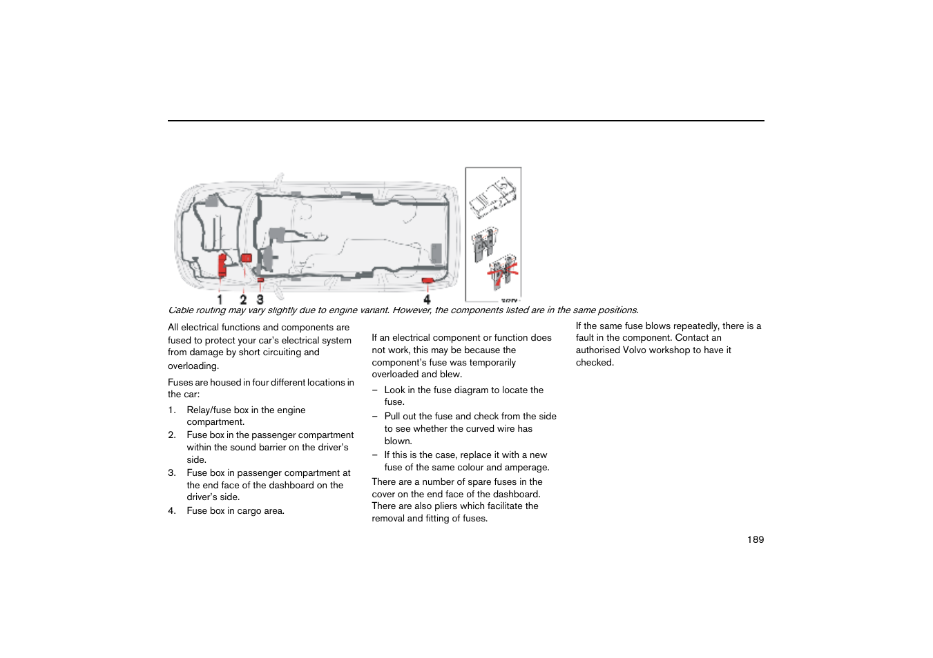 Fuses | Volvo V70R User Manual | Page 190 / 254