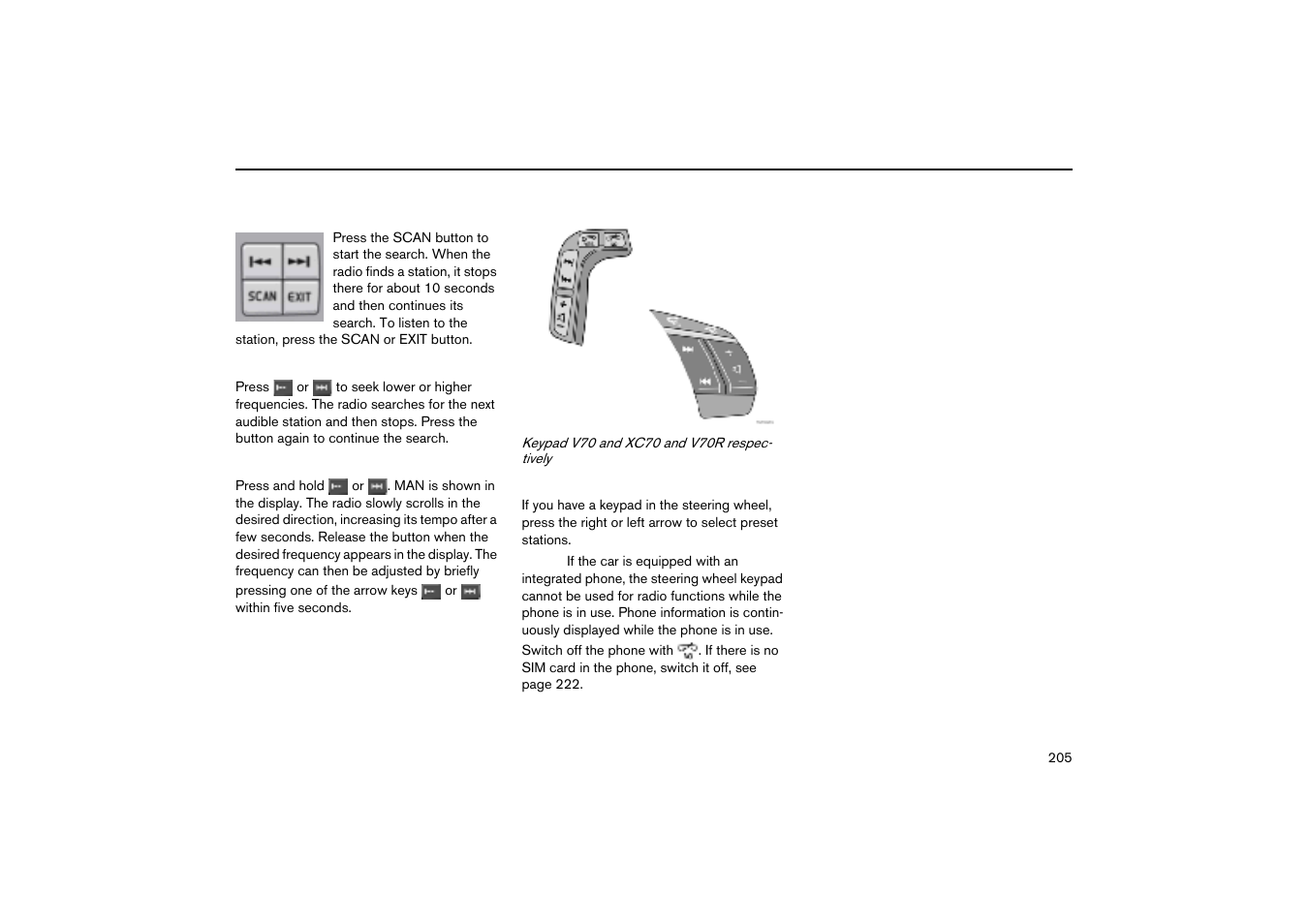 Tuning, Manual tuning, Radio functions hu-450/650/850 | Volvo V70R User Manual | Page 206 / 254