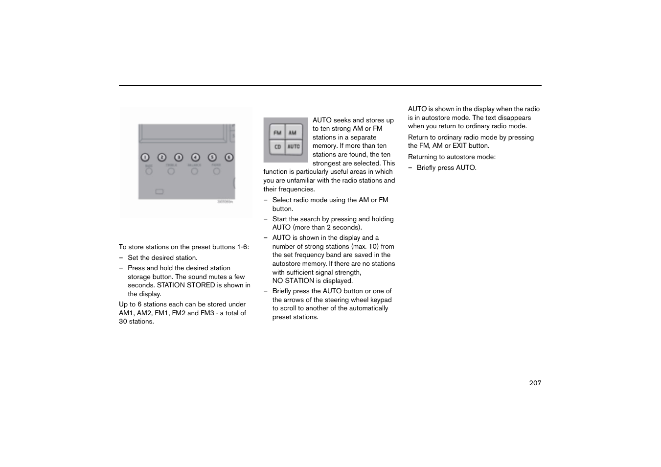 Storing stations, Autostoring stations, Radio functions hu-650/850 | Volvo V70R User Manual | Page 208 / 254