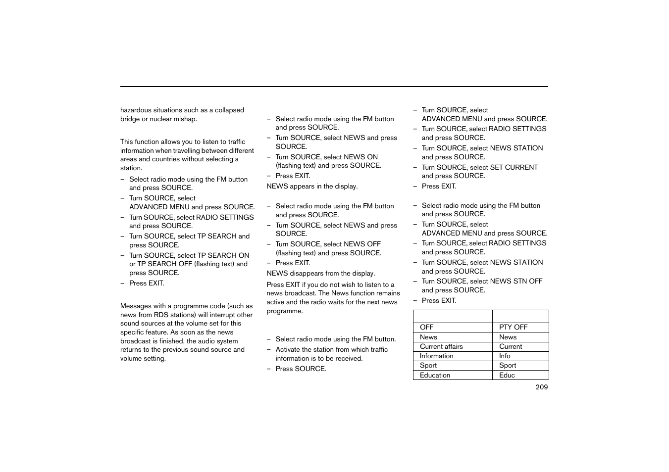 Tp search, News | Volvo V70R User Manual | Page 210 / 254