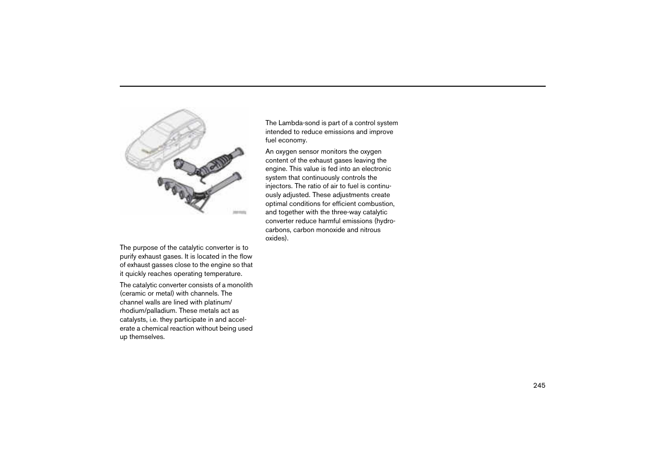 General, Lambda-sondtm oxygen sensor, Catalytic converter | Volvo V70R User Manual | Page 246 / 254