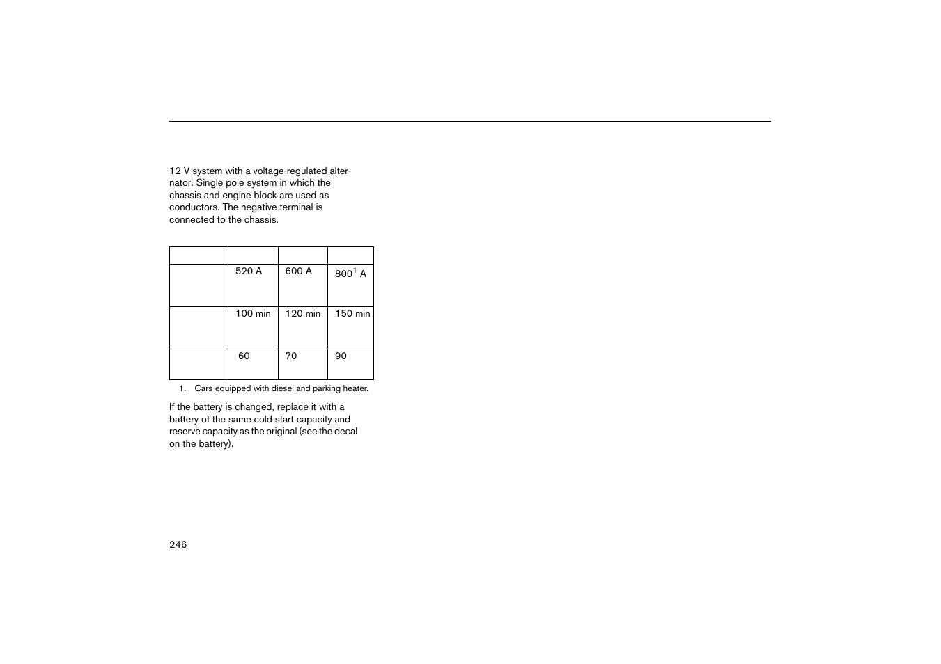 Battery performance, Electrical system | Volvo V70R User Manual | Page 247 / 254