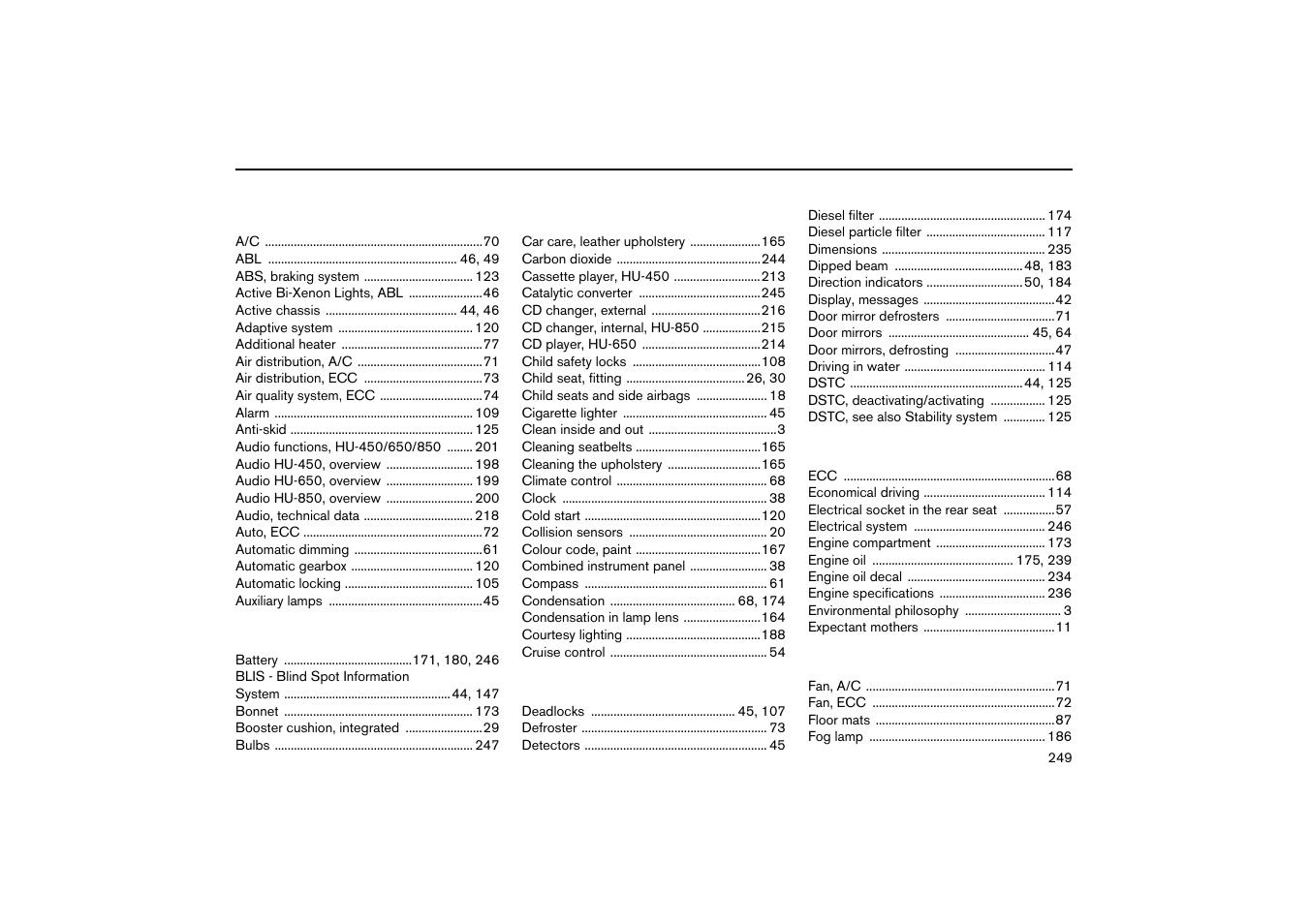 Volvo V70R User Manual | Page 250 / 254