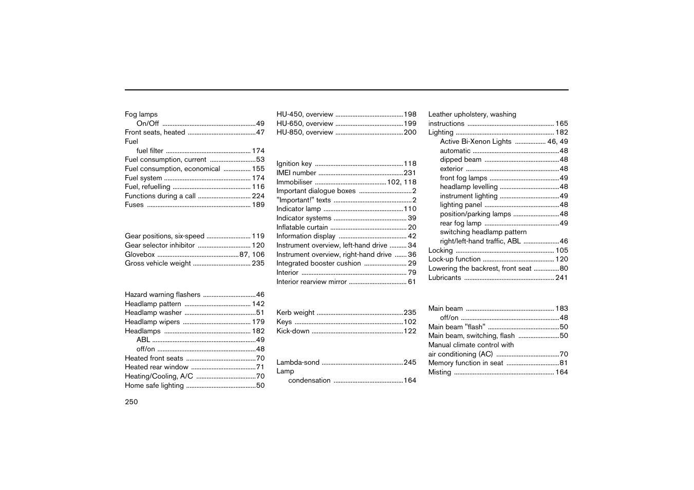 Volvo V70R User Manual | Page 251 / 254