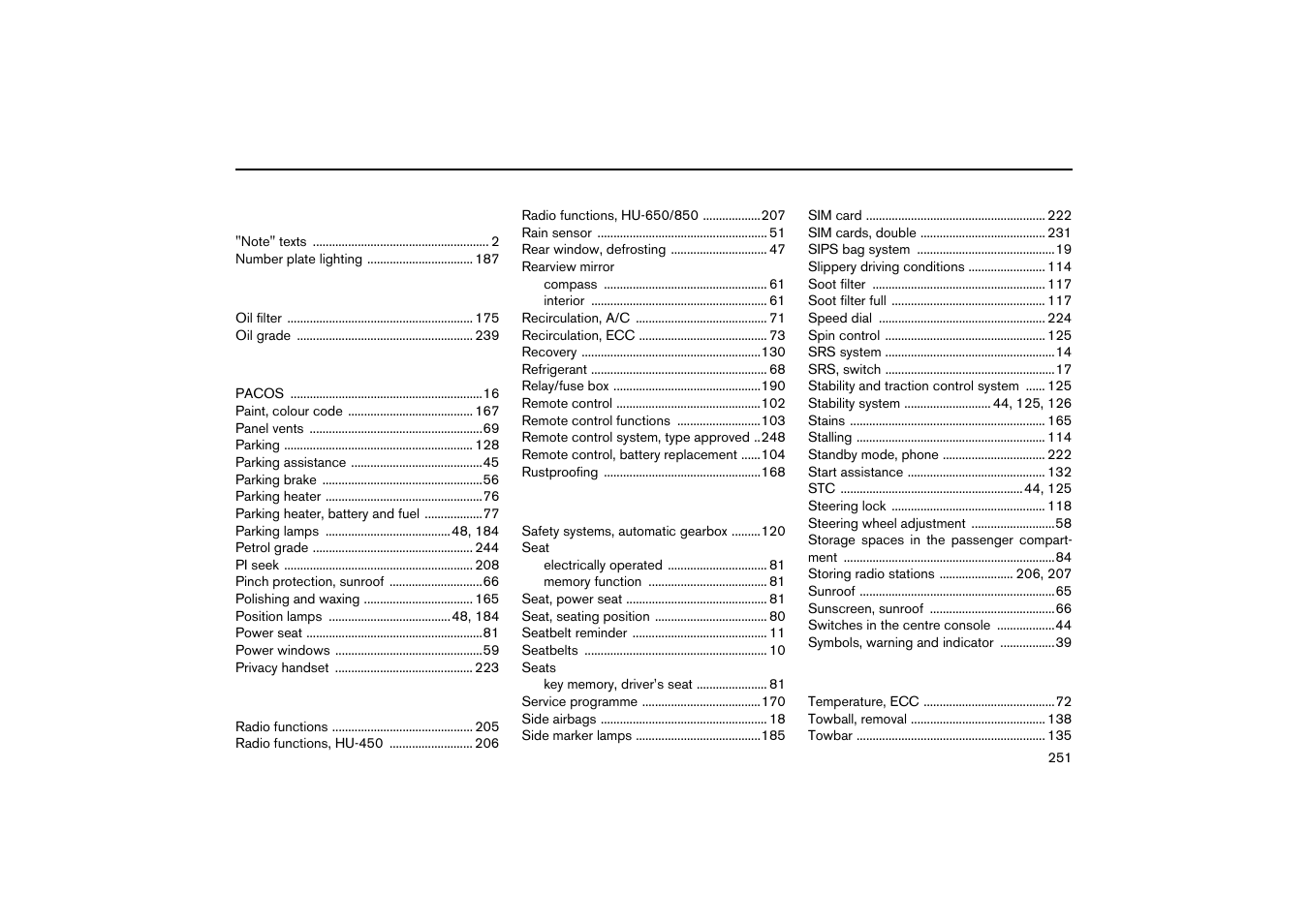 Volvo V70R User Manual | Page 252 / 254