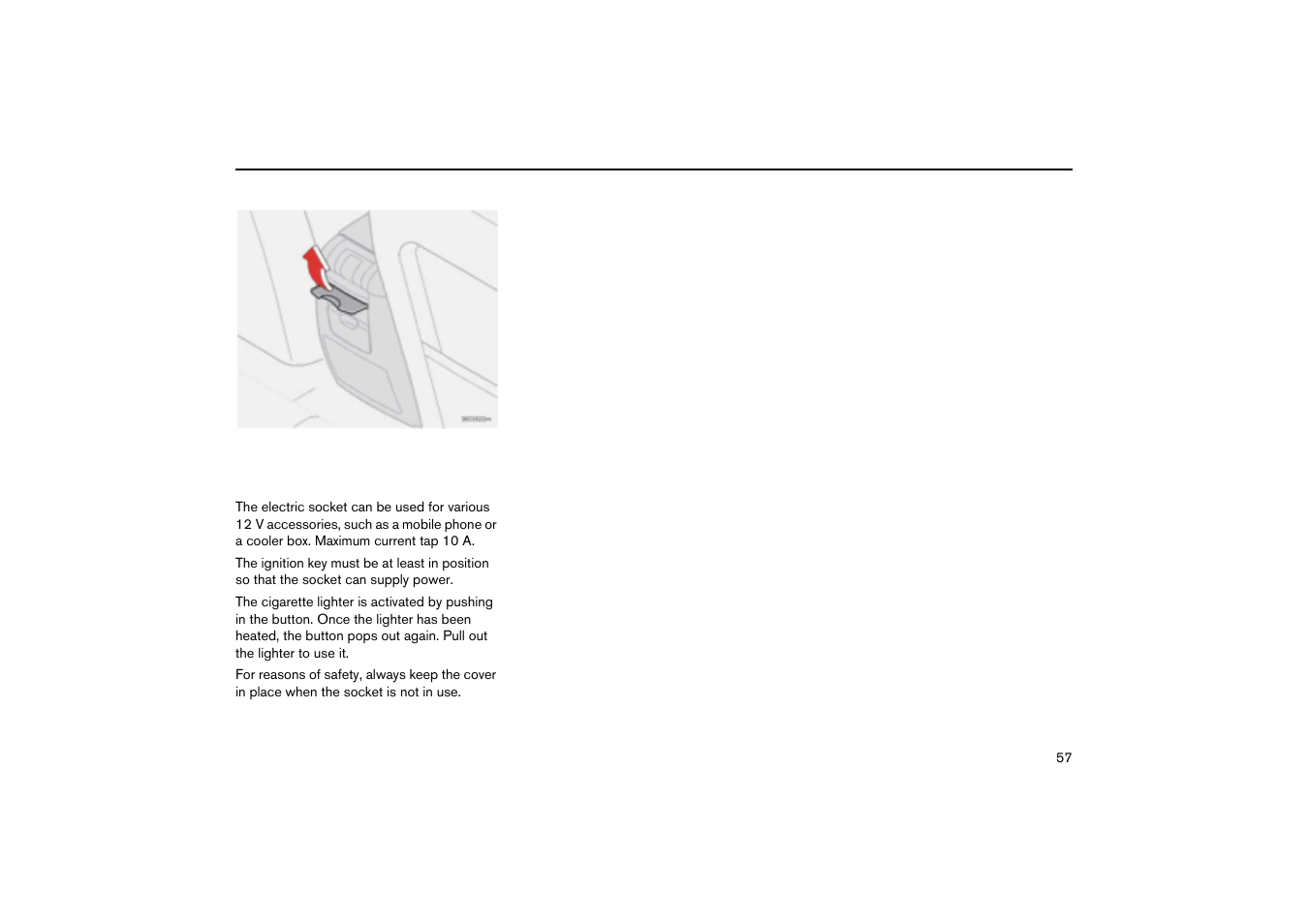 Electric socket/cigarette lighter, rear seat | Volvo V70R User Manual | Page 58 / 254